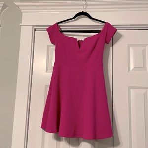 LULU’S Bright Pink Mini Dress. V Neckline. Size M